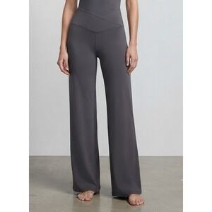 UEU Crossover Waist Wide Leg Yoga Pants Charcoal Gray Athleisure Small